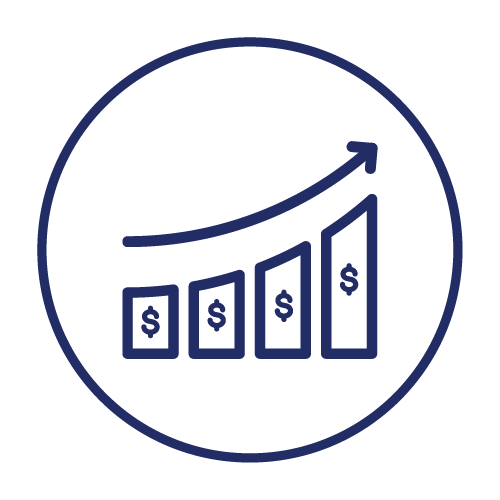 Investment Bar Graph with Growth Arrow