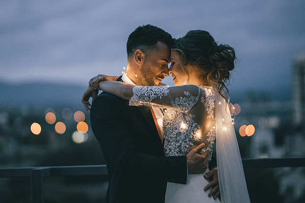 Couple dancing on their wedding night