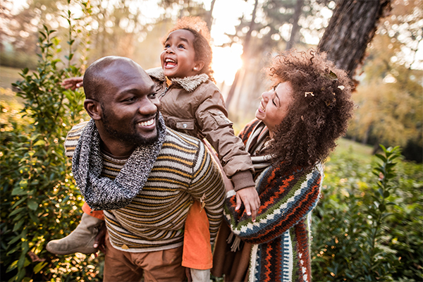 Family enjoying a walk in nature