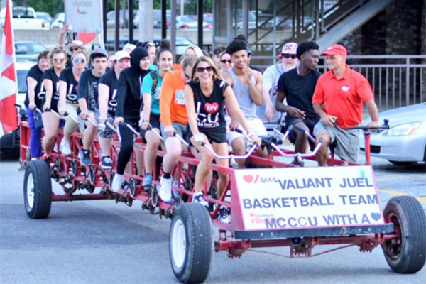 MCCCU employees riding the Big Bike for Heart and Stroke Foundation